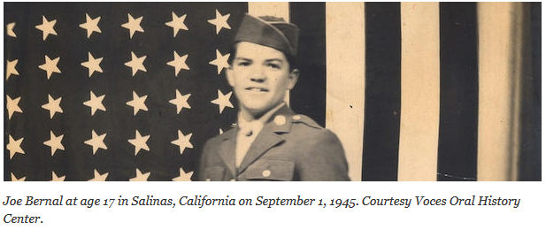 Joe Bernal at 17 at the beginning of his service. He went on to be a leader and pillar of the San Antonio community.